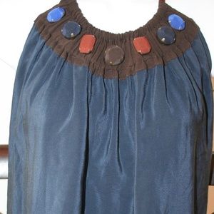 MADE IN ITALY GOTHA  100% Silk blue halter top